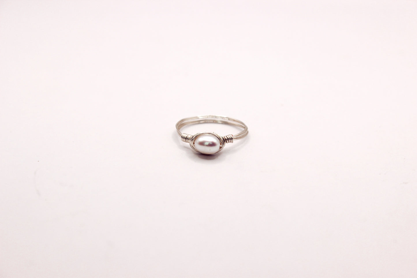 Silver pearl ring