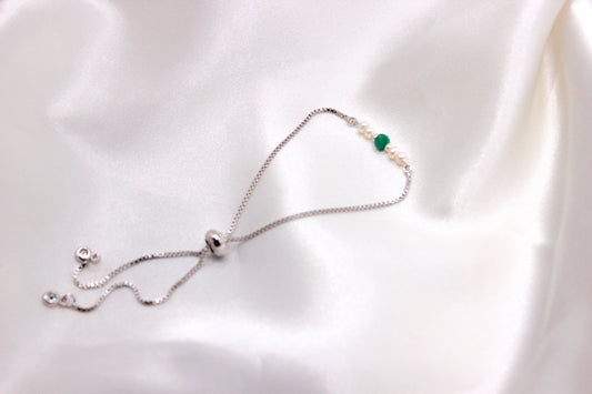 Emerald silver bracelet