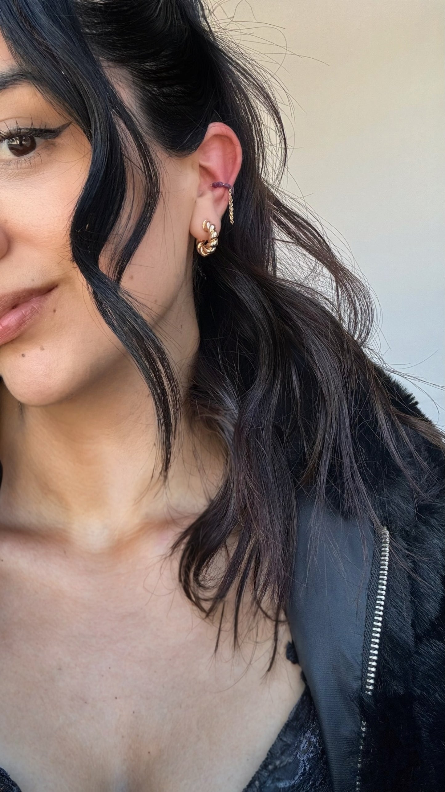 Ruby ear cuff