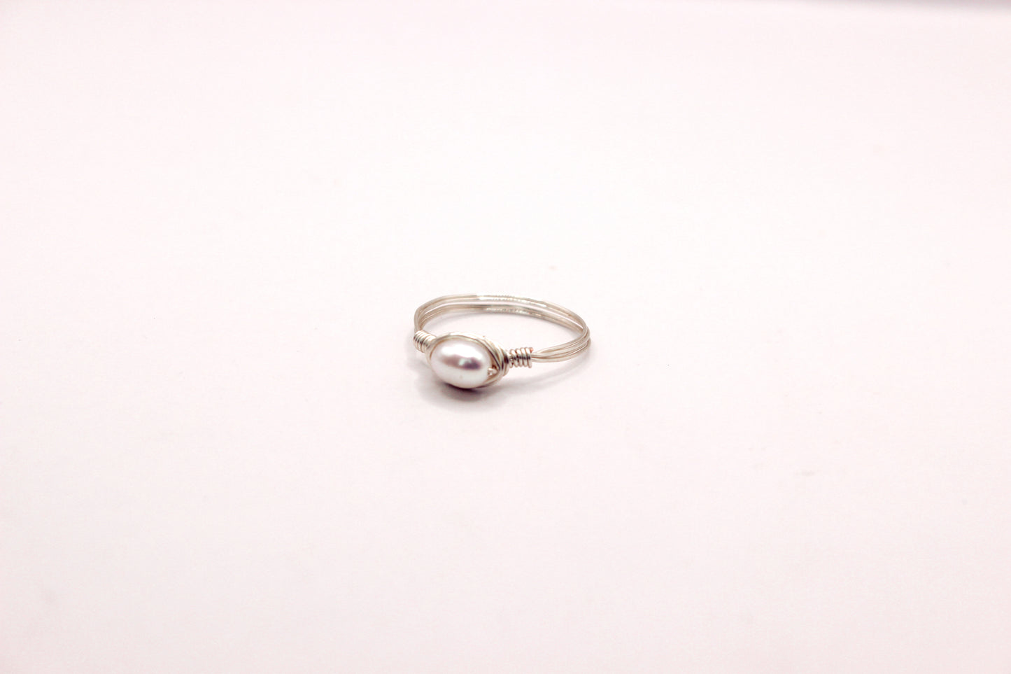 Silver pearl ring